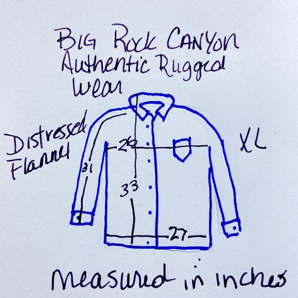 Big Rock Canyon Authentic Rugged Wear. XL. Distressed Blue & Gray Flannel. - Picture 7 of 9